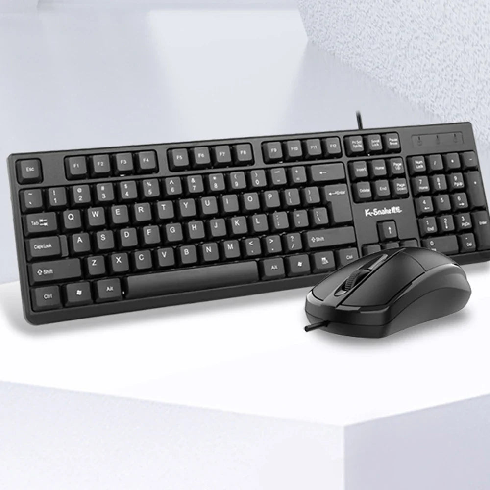 WYMECT™ Wired USB Keyboard & Mouse Set – Ergonomic, 1600 DPI, Waterproof, 1.3m Cable, Business, Office & Gaming, Computer & Laptop Ready | FlipStylez LLC®