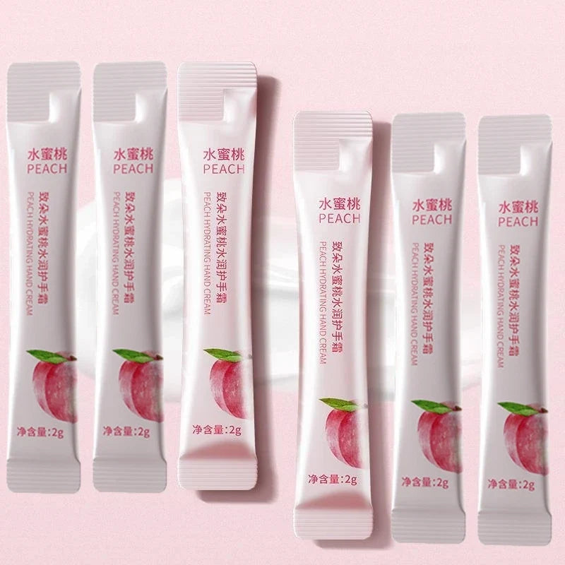 A Box of 20 Peach Moisturizing and Hydrating Hand Creams, Portable Moisturizing Sticks, Suitable as Hand Cream, Face Cream, and Body Lotion, Ideal as Souvenirs and Gifts.