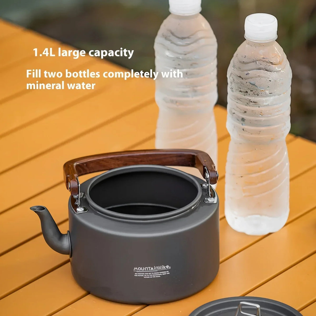 Camping Tea Kettle-New Aluminum Alloy Construction, Wooden Handle