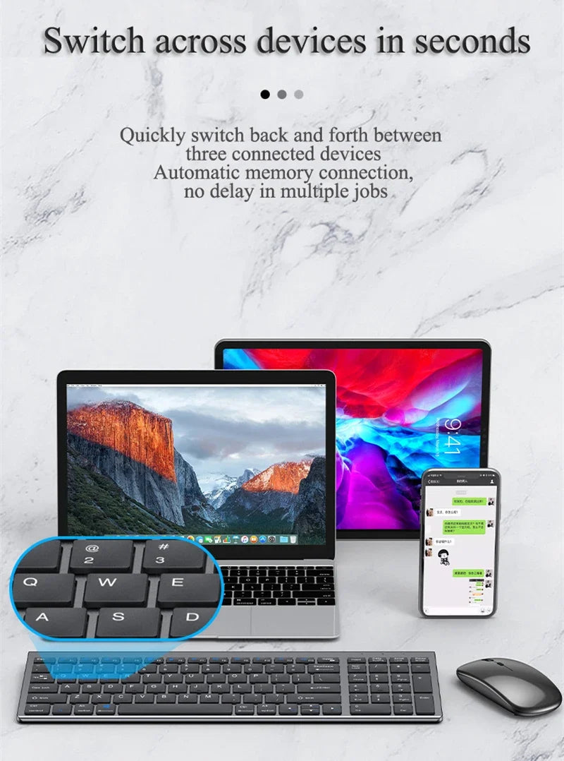 FlipStylez™ Mini Wireless Keyboard & Mouse Combo – Bluetooth 5.0 & 2.4G, Ultra-Slim, Silent, Multi-Device | FlipStylez LLC®
