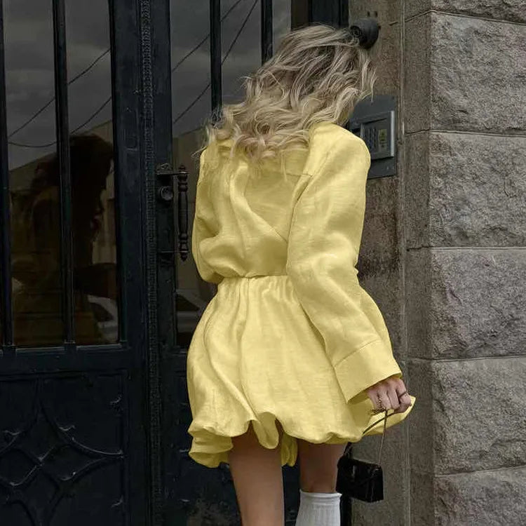 Spring Summer New Casual Fashion for Women with Turn-Down Collar Long