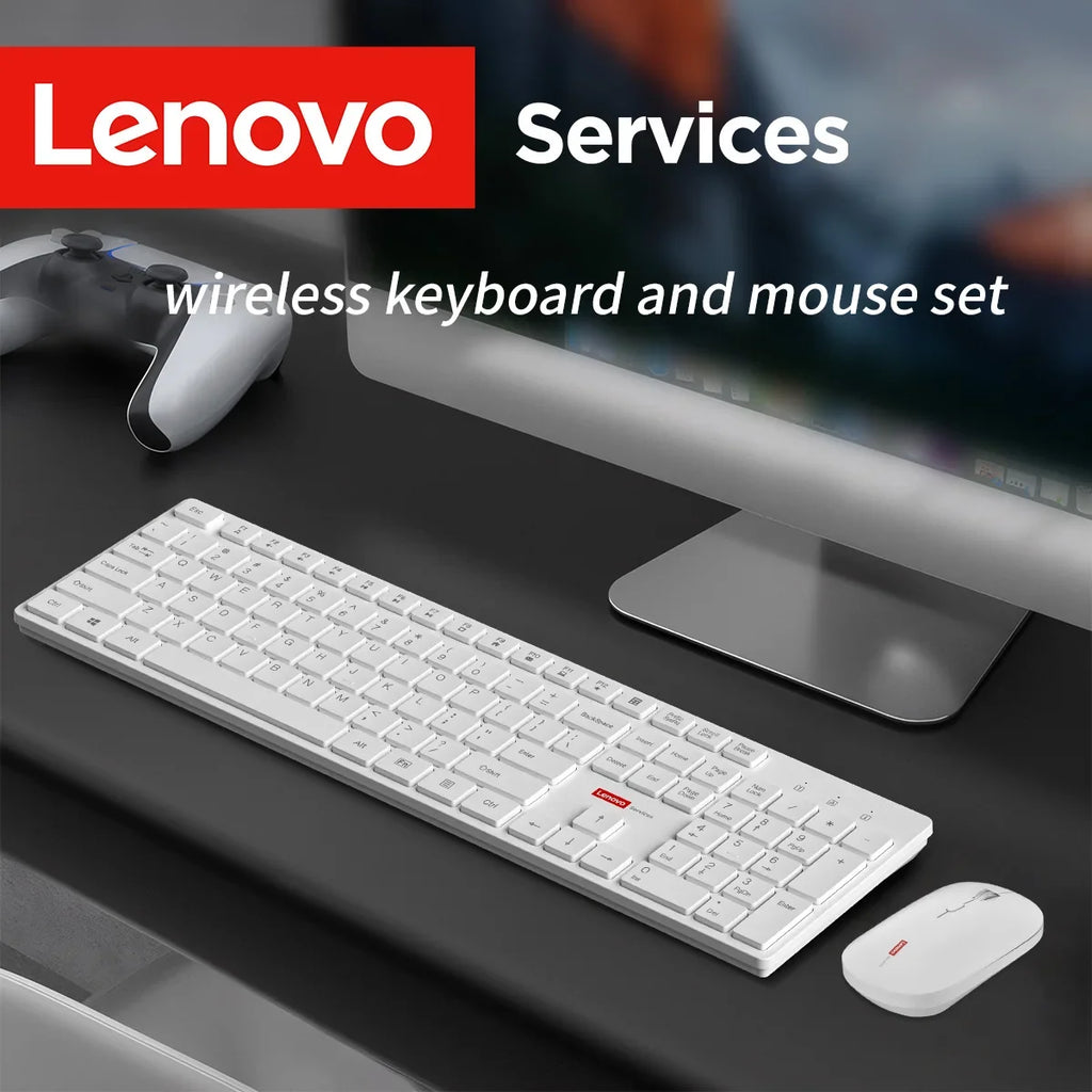 Lenovo KM220™ Wireless Keyboard & Mouse Combo – 2.4GHz USB, 104 Keys, Silent Quiet, Ergonomic, Home & Office, Black & White | FlipStylez LLC®