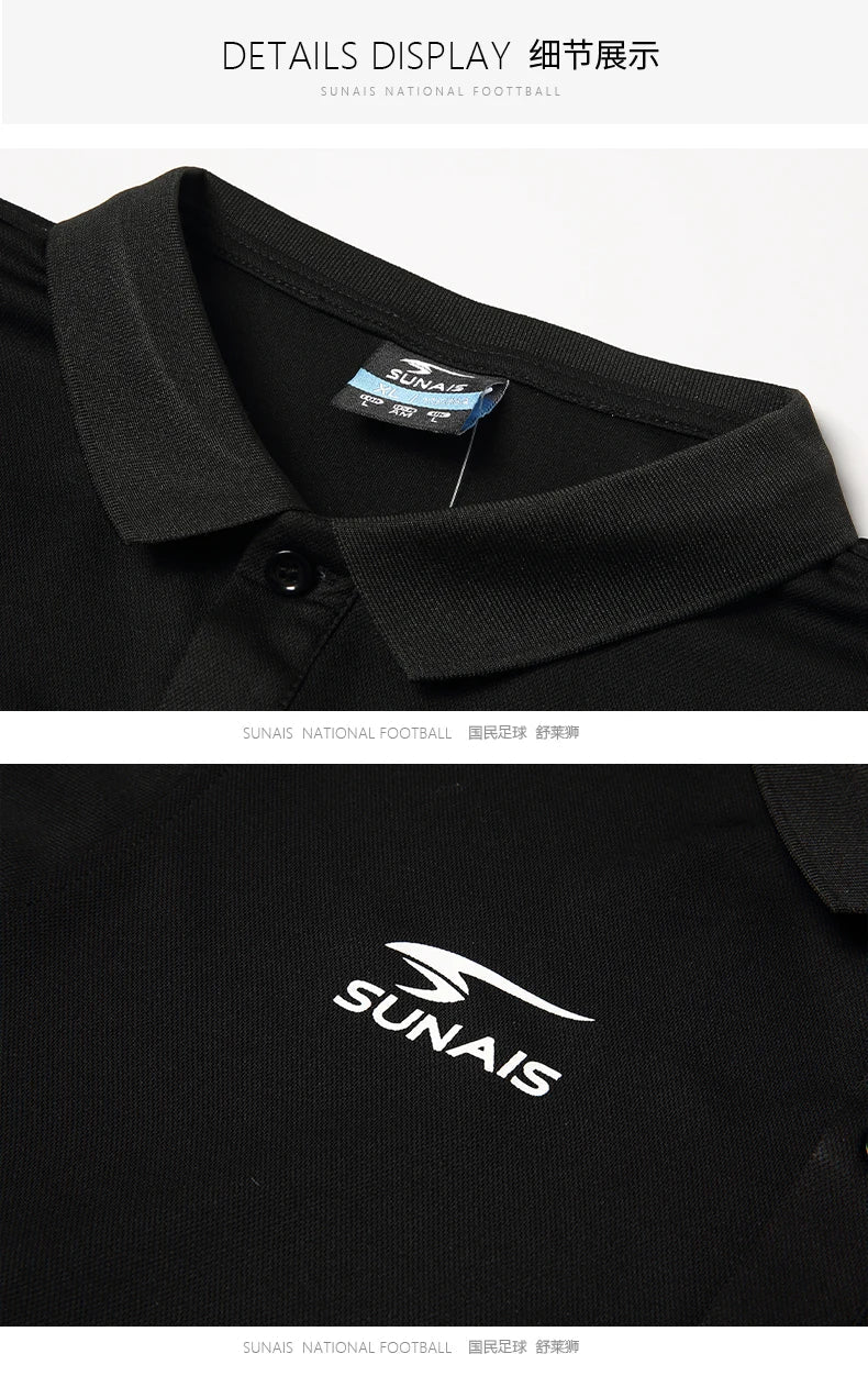 SUNAIS Men's Quick Dry Polo Shirt Breathable Football Training Short Sleeve T-shirt Outdoor Daily Casual Tops 730613