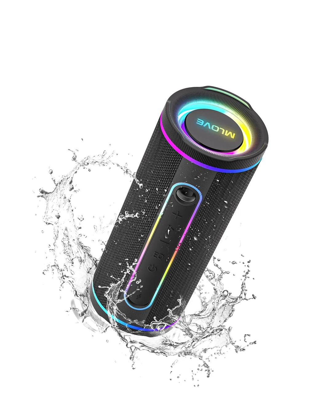 MLOVE E80 Portable Bluetooth Speaker – Powerful Dual Sound, Colorful RGB Lighting, Fully Waterproof (IPX7), TWS Enabled
