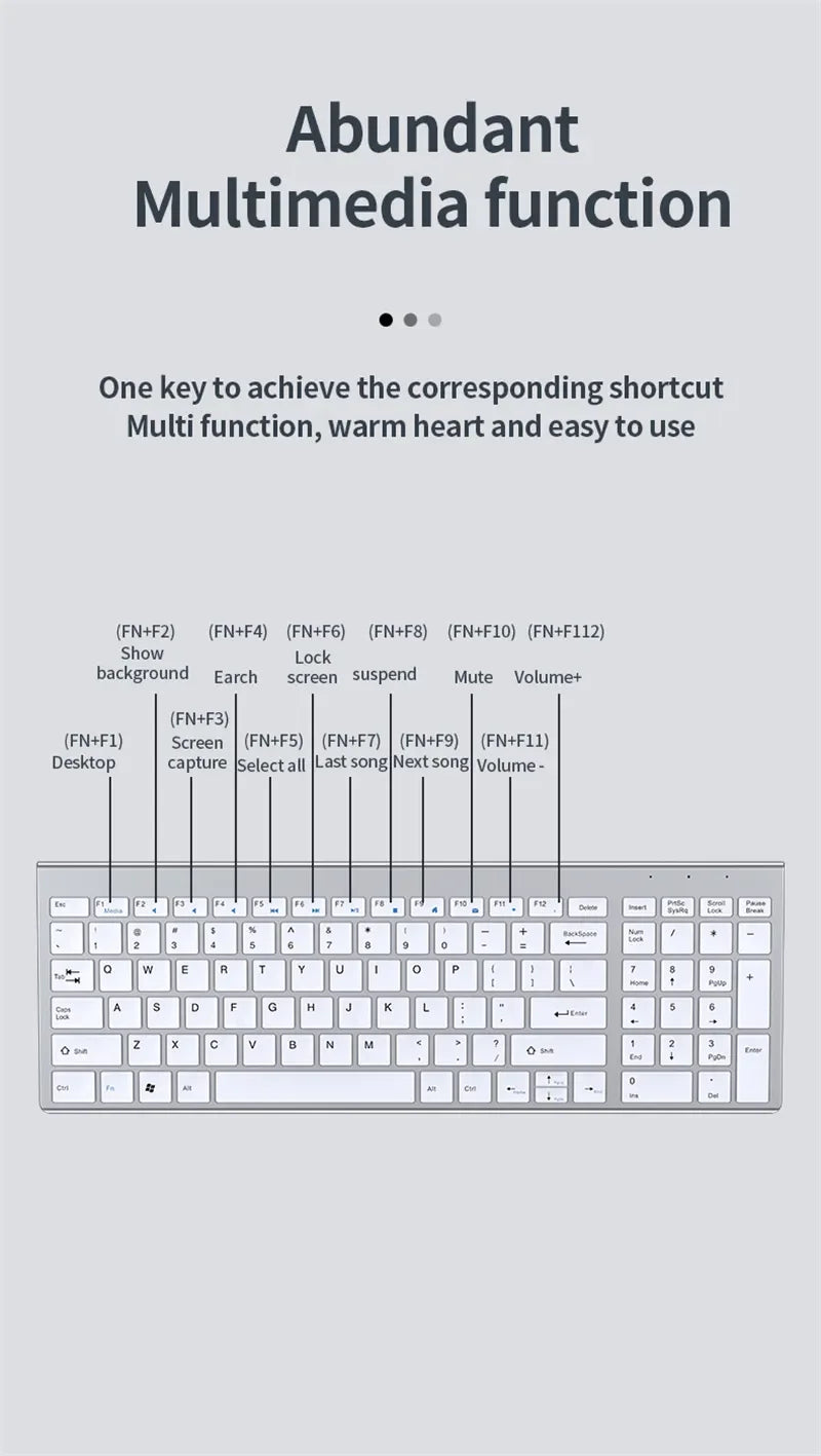 Luxuglow™ Bluetooth 5.0 & 2.4G Wireless Keyboard & Mouse Combo – 109 Keys, Tri-Mode, Scissor-Switch, 200H Battery, 30-Day Charge, Multi-Device, Silver, Black & Sets | FlipStylez LLC®