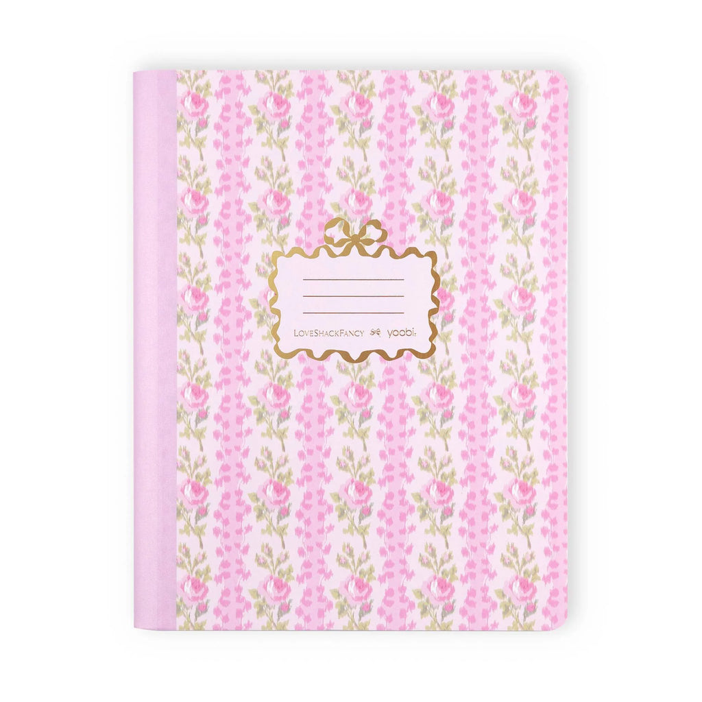 Strawberry Macaroon Wide Ruled Composition Notebook, 7.5 X 9.75 Inch Floral Cover For School Notes And Writing