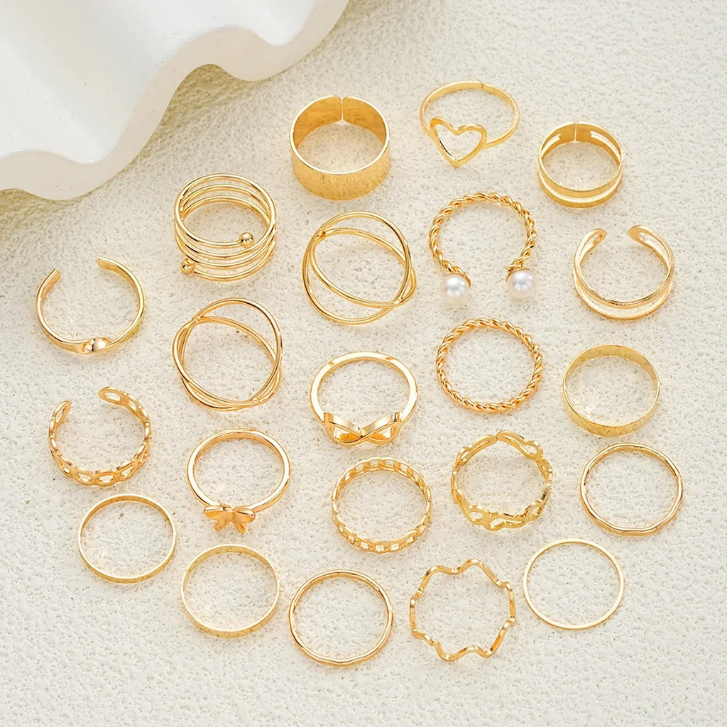 83pcs Elegant Pearl Geometric Earrings Necklace Bracelet Ring Jewelry