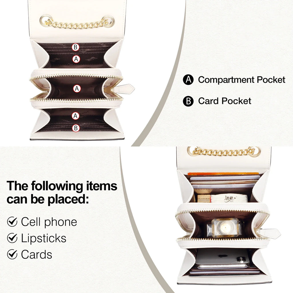 FOXER Fashion Split Leather Cellphone Bag Women's Shoulder Bag Light Luxury Female Crossbody Bag Mini Phone Travel Bag for Girl