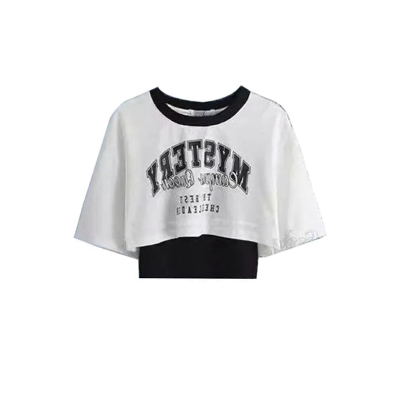 Summer New Korean Style Short Sleeved T-Shirt Top Ink Retro Printed