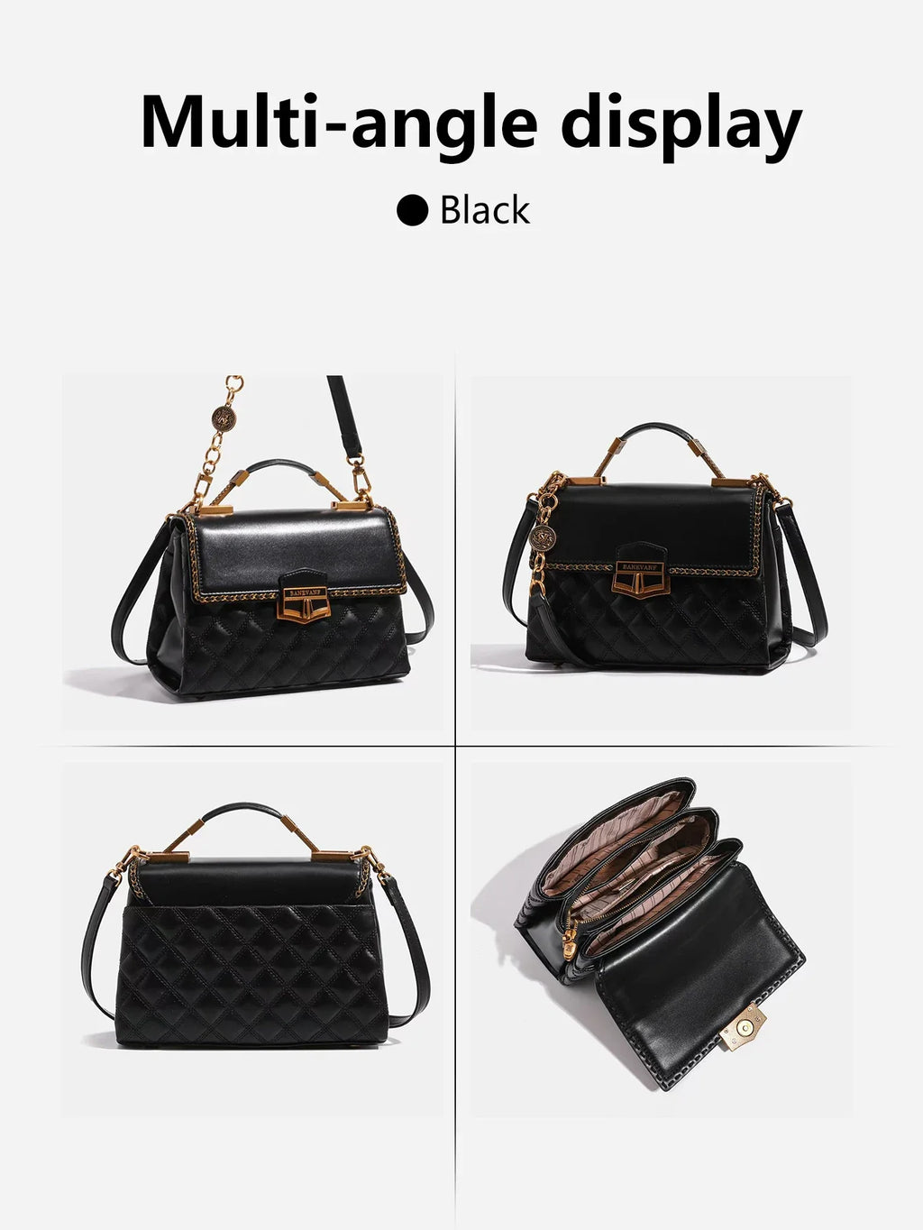 Luxury fashion elegant handbag retro rhombus design ladies shoulder bag advanced temperament bag heavy industry lock flip handba