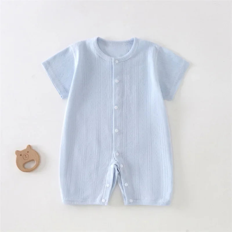 Baby Short Sleeved Jumpsuit Summer Newborn Breathable Mesh Air