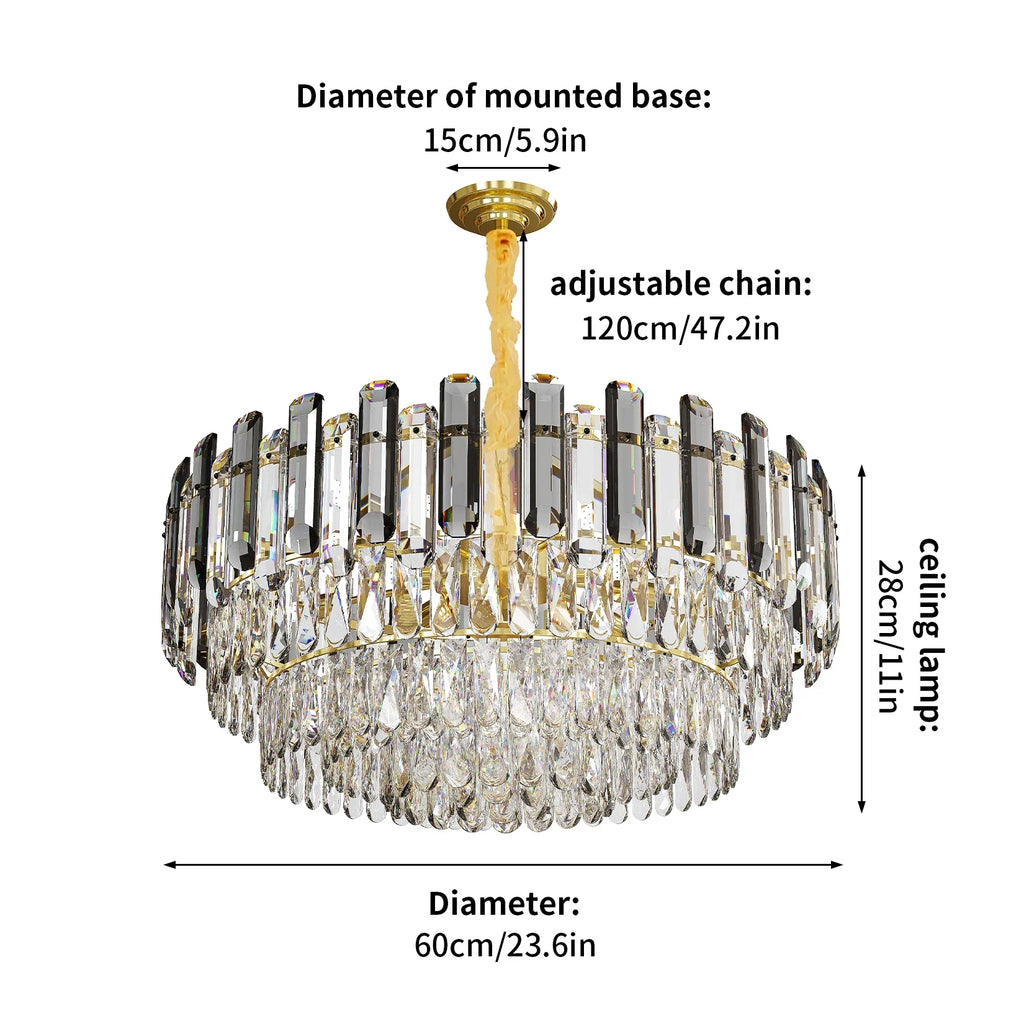 Modern K9 Crystal Chandelier Round Ceiling Fixtures Pendant Lights Living Room Bedroom