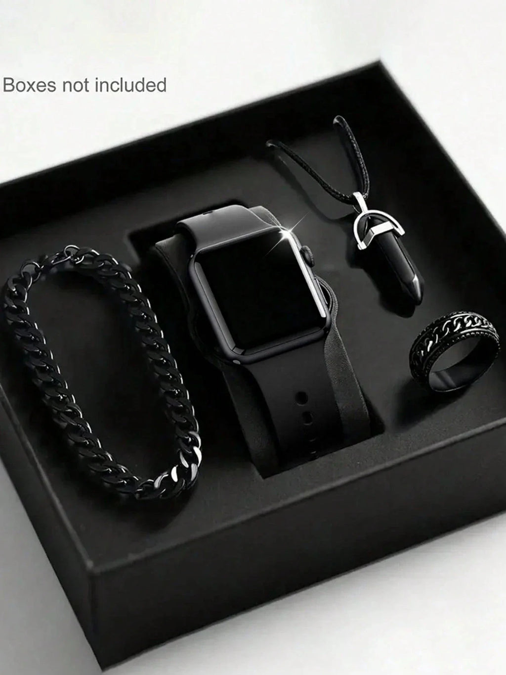 Men's LED Square Watch And Jewelry Set Birthday Gift Non-Smartwatch Box Not Included