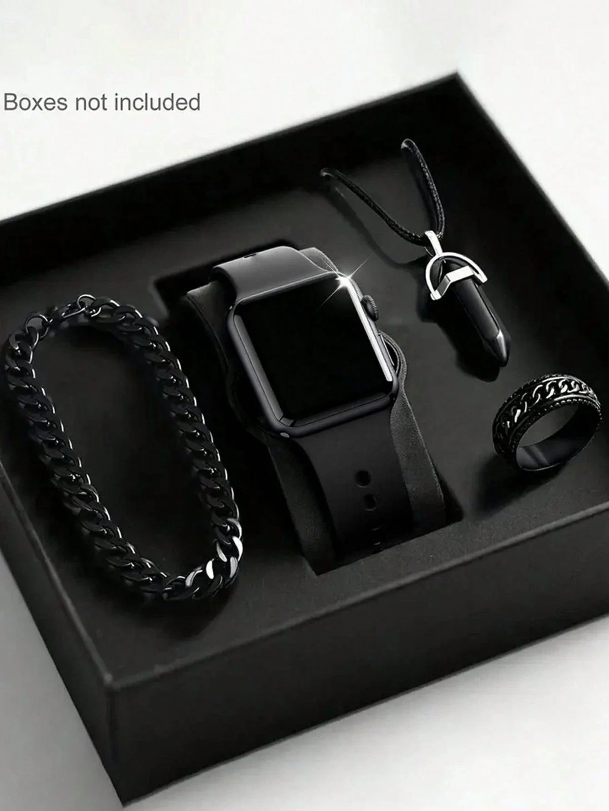 Men's LED Square Watch And Jewelry Set Birthday Gift Non-Smartwatch Box Not Included