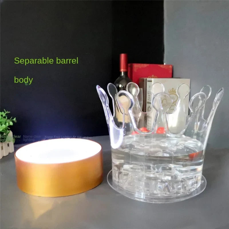 Rechargeable LED Ice Bucket  Crown Shaped Wine Beer and Champagne Cooler with Glowing Light for Bar Party and Nightclub Use