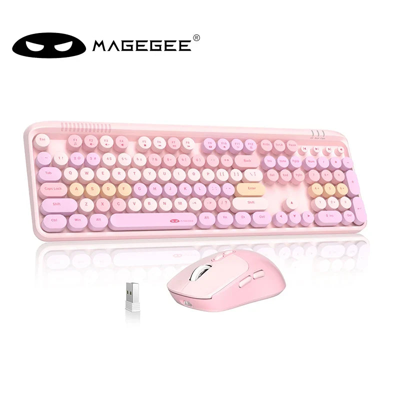 MageGee V920™ Wired Keyboard & Wireless Mouse Combo – 104 Keys, Ergonomic, FN Multimedia, 3-Level DPI, Power Saving, Green, Gray, Sky Blue, Purple & Pink | FlipStylez LLC®