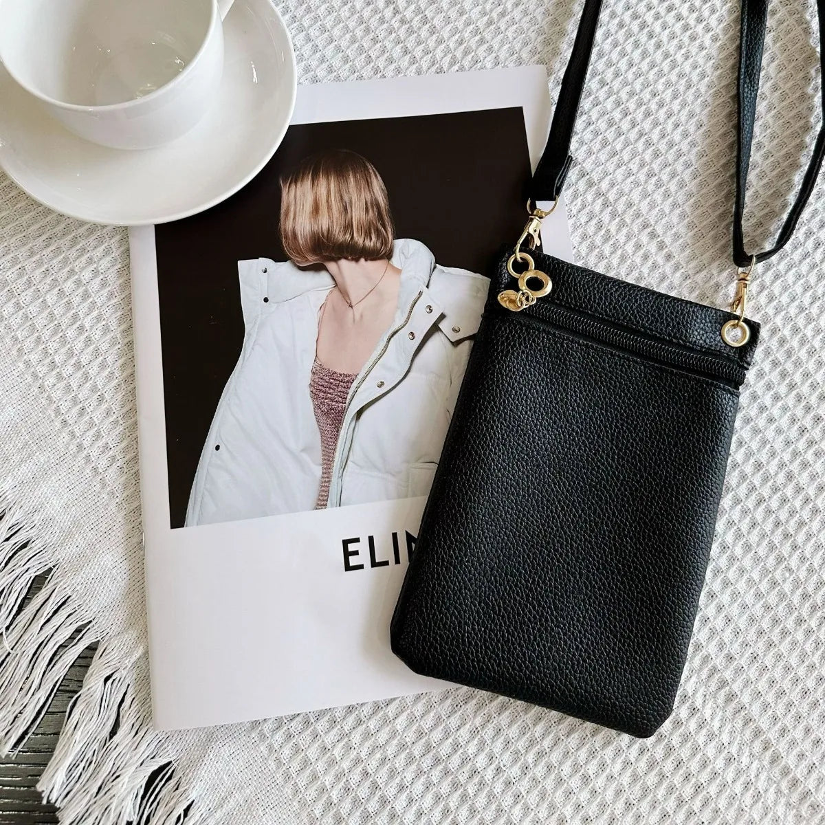 Mini Crossbody Bag PU Litchi Pattern Personalized Fashion Phone Bag Sweet Women's Convenient Shoulder Bag Purses and Handbags