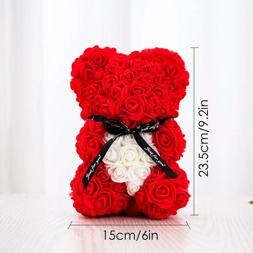 Rose Flower Bear Hand Made Rose Teddy Bear Gifts for Women Valentine's Day Mothers Day Wedding Anniversary