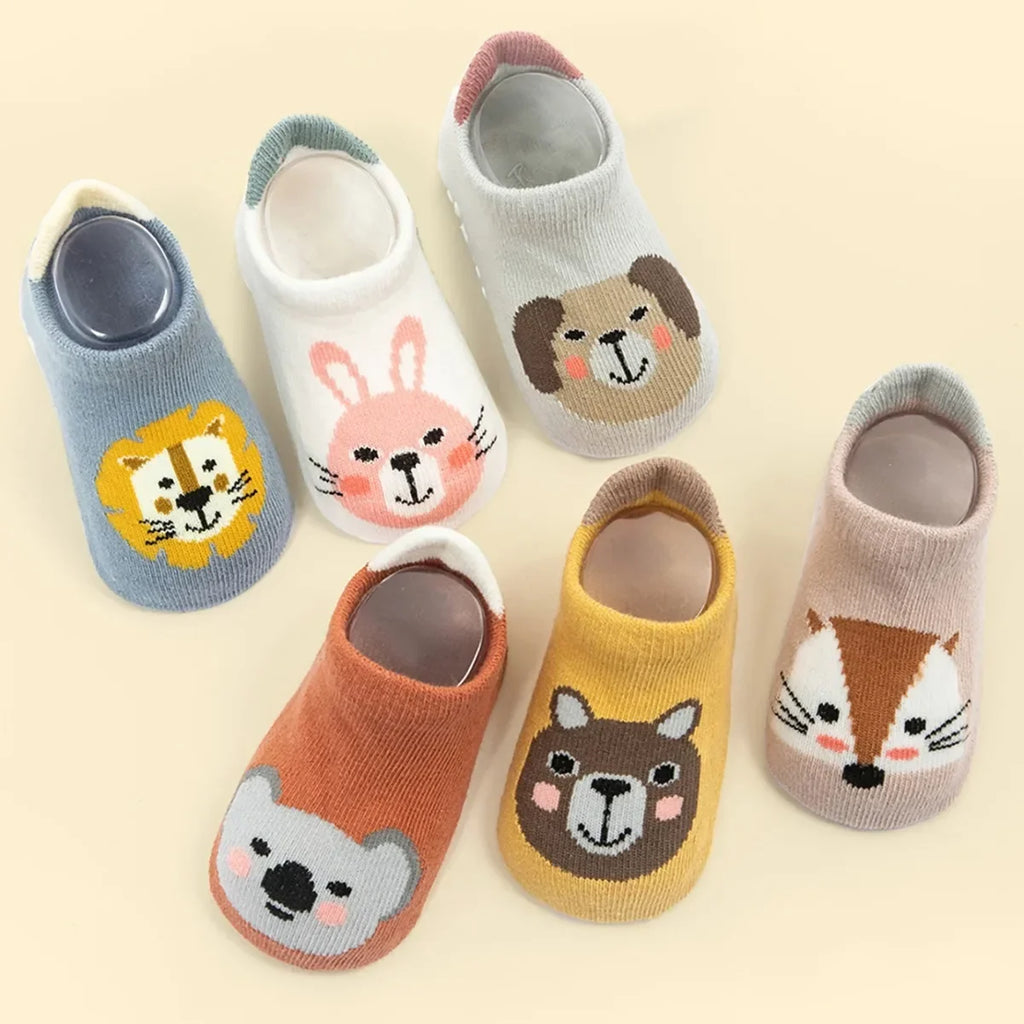 6 Pairs/lot Cotton Baby Anti-Slip Boat Socks for Boys Girls Low Cut