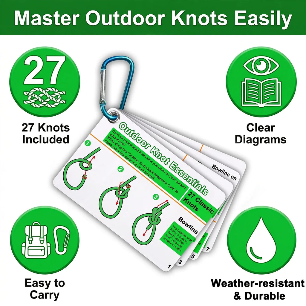 27 Knots Camping Hiking Guide Cards Set, Durable PVC Portable