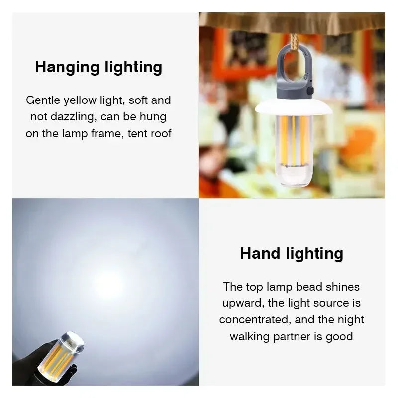 Camping Light Lightweight Handheld Torch 5 Lighting Modes Rechargeable
