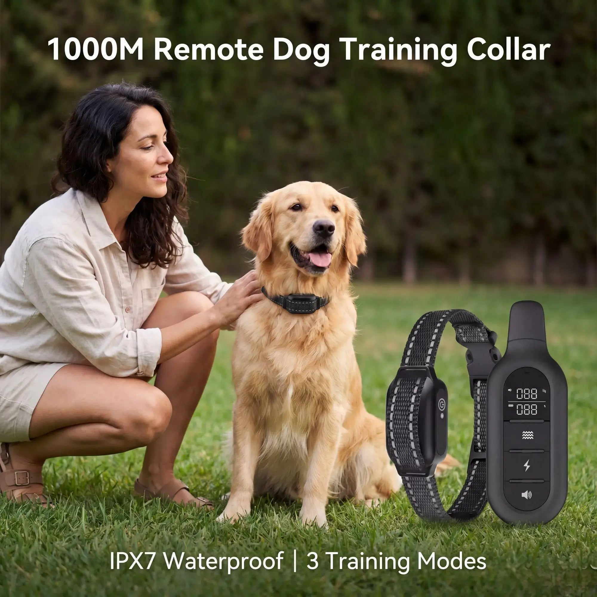 1000m Dog Training Collar Remote Control, Waterproof Rechargeable Dog