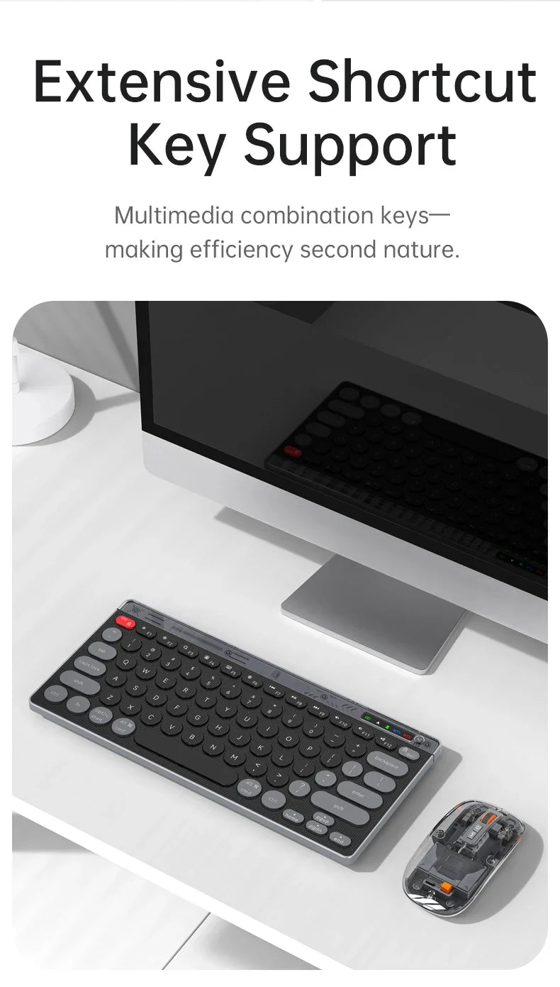 SMAILWOLF F781™ Bluetooth & 2.4GHz Wireless Keyboard & Mouse Set – Silent Keys, Rechargeable, Ergonomic, Portable Mini, Keyboard Only & Full Suit Combos, Black, White & Purple | FlipStylez LLC®