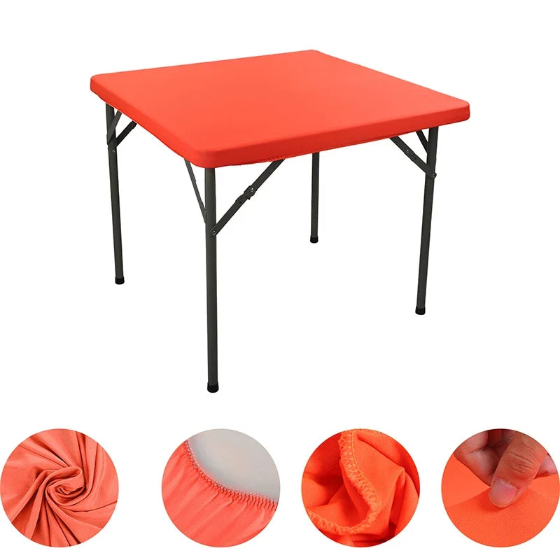 Square Elastic Edge Fitted Table Cover Stretch Cocktail Tablecloth For Wedding Picnic Banquet Party Decor Table Cloth