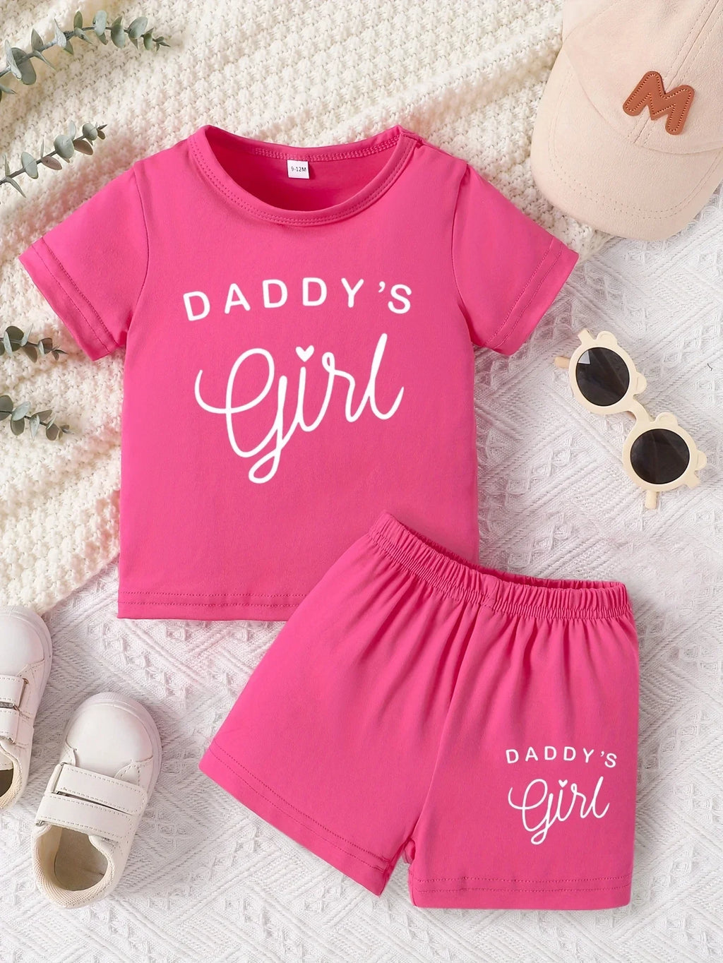 Baby Girl Round Neck Short Sleeved Daddy's GIRL Fashionable Letter