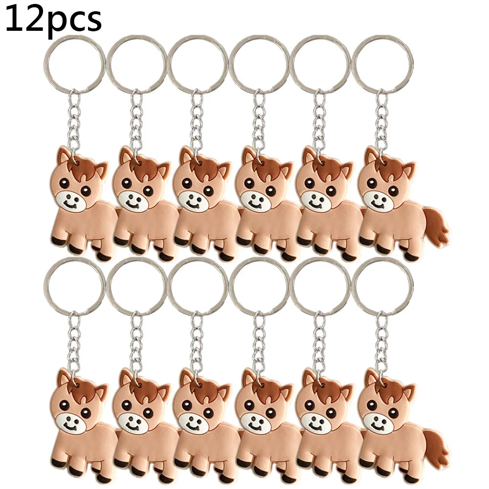 12 Pcs Horses Keychain Key Ring Decor Horse Party Animal Themed Horse