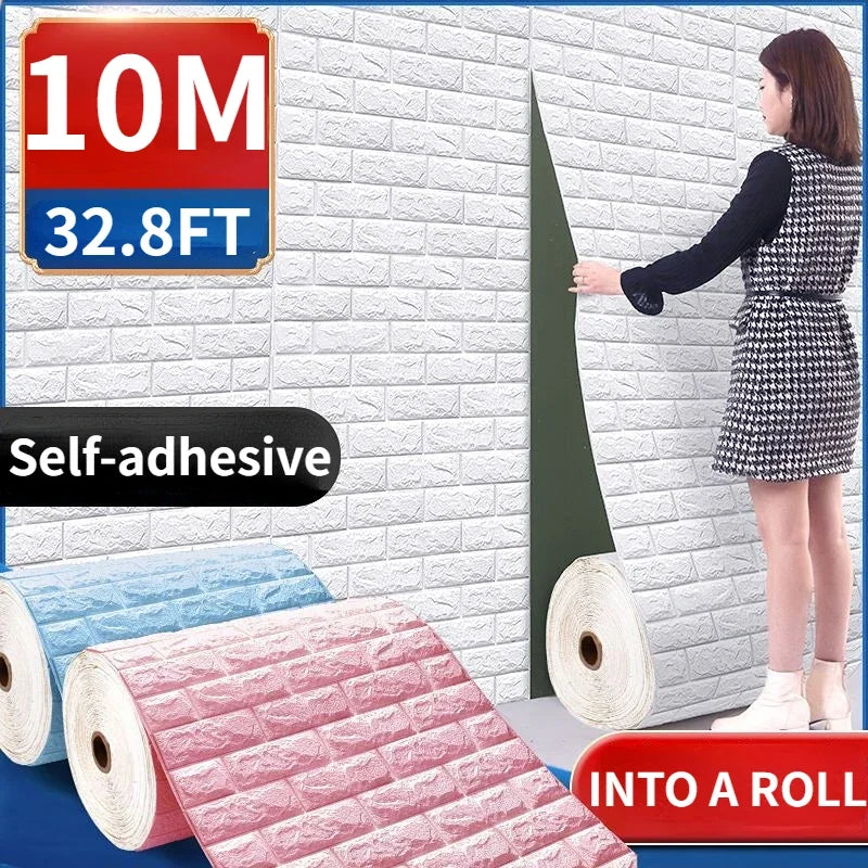 3D Foam Brick Wall Panels Stickers Self Adhesive Waterproof Living