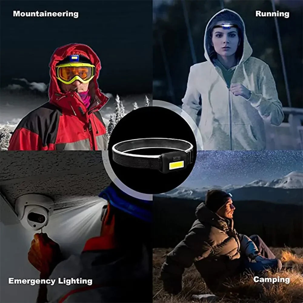 Camping Led Mini Headlights Portable Cob Headlamps Waterproof Head