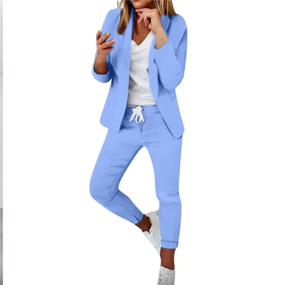 2 Piece Women's Autumn Winter Suit Fashion Slim Fit Lace-Up Small Feet