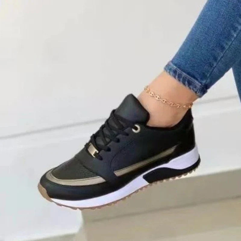 Women's Mesh Sneakers Patchwork Lace Up Flat Shoes for Women