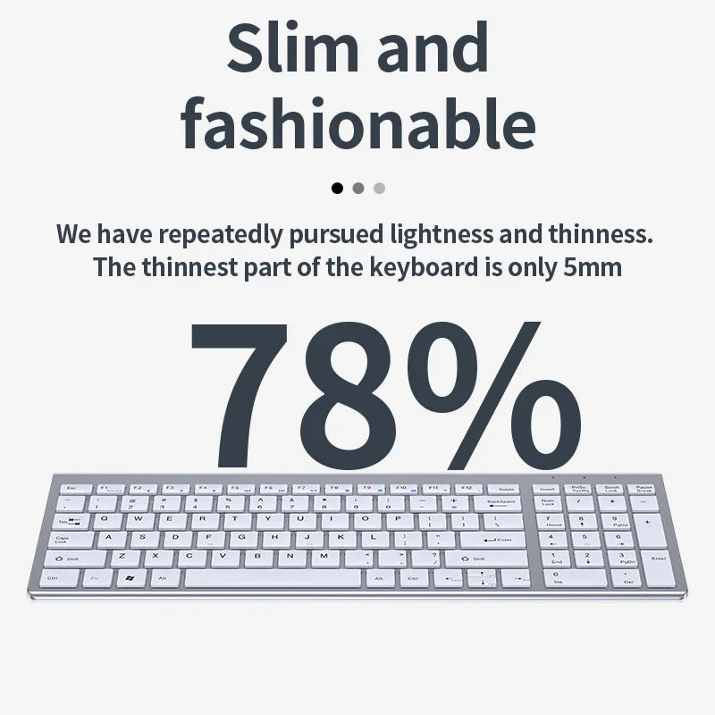 Luxuglow™ Bluetooth 5.0 & 2.4G Wireless Keyboard & Mouse Combo – 109 Keys, Tri-Mode, Scissor-Switch, 200H Battery, 30-Day Charge, Multi-Device, Silver, Black & Sets | FlipStylez LLC®