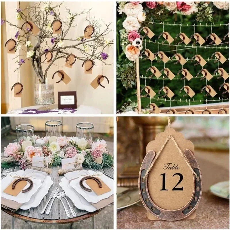 1/10PCS Lucky Horseshoe Ornament Mini Retro DIY Decor Horseshoe with Blank Card Birthday Valentine's Day Gift Creative Pendant