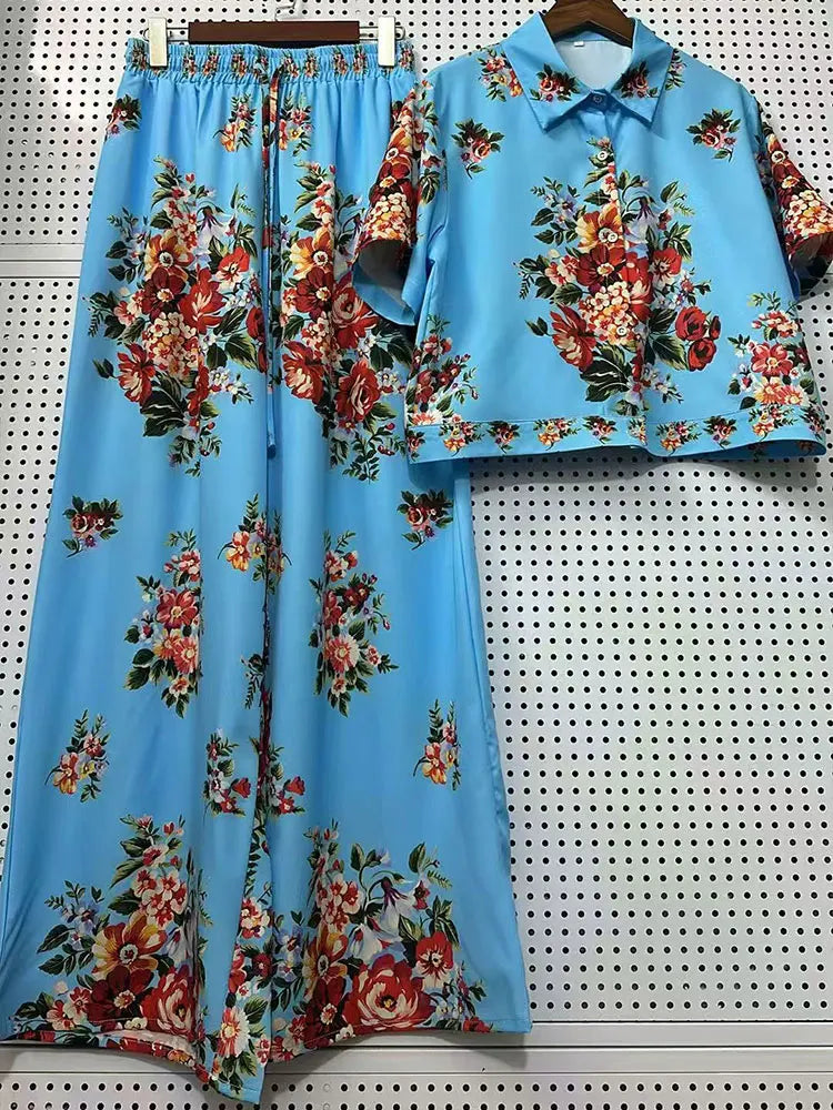 Summer New Fashion Women's Print Suit Lapel Short Sleeve Short Waist