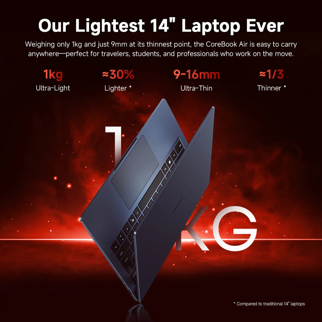 CHUWI Laptop Corebook Air AMD Ryzen 5 6600H 14 '' IPS Display 6 Cores 12 Threads 1kg Ultra-Light 9-16mm Ultra-Thin Notebook 1920x1200 Resolution Windows 11 Pro