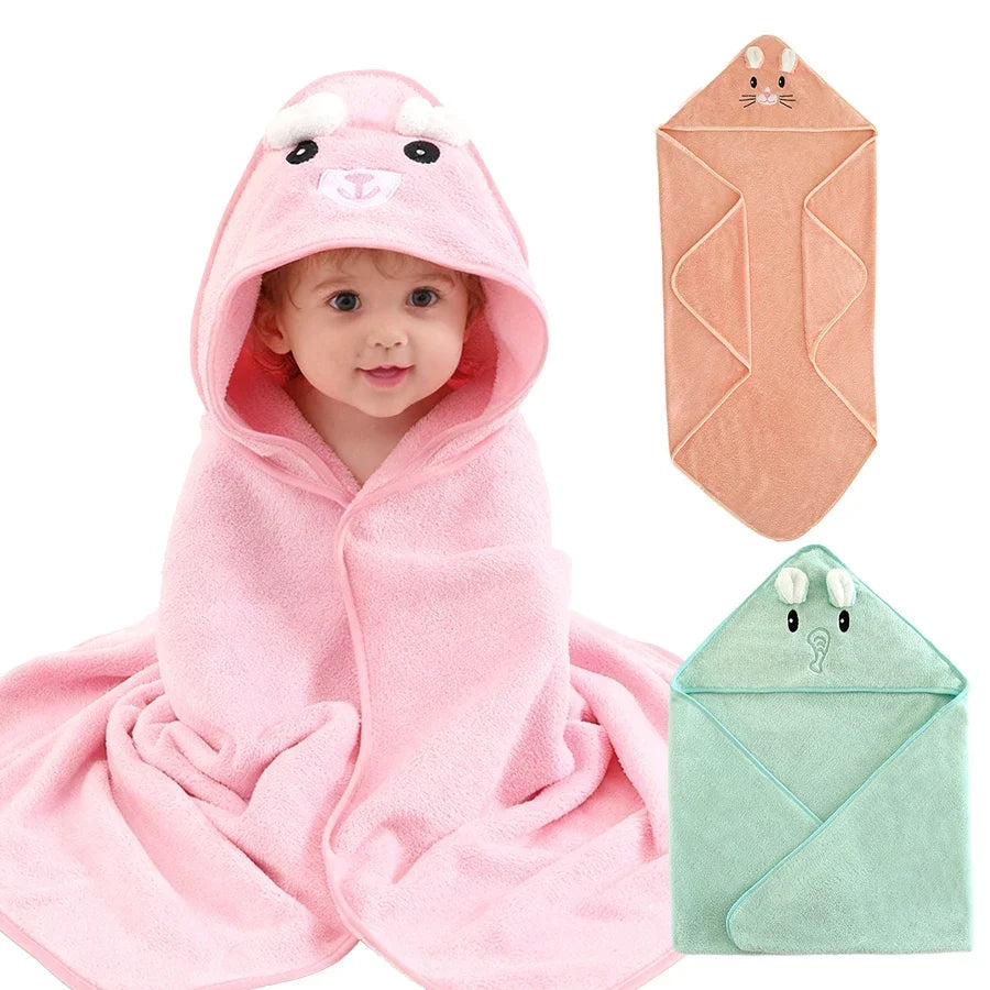 A Soft, Absorbent Baby Bath Towel with Cartoon Design, Thin Summer