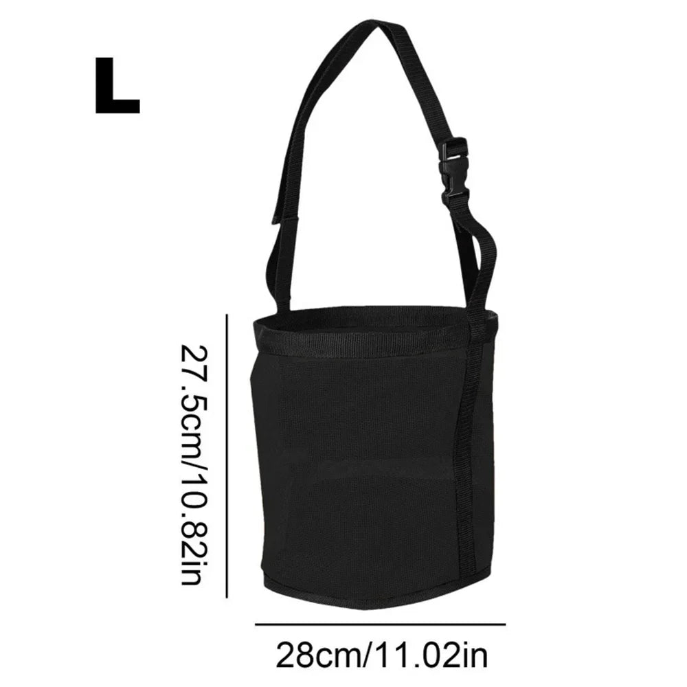 Horse hay feeding bag with adjustable neck, portable outdoor pet animal feed bag, easy to carry, suitable for horses, cattle, sheep, mules, and donkeys