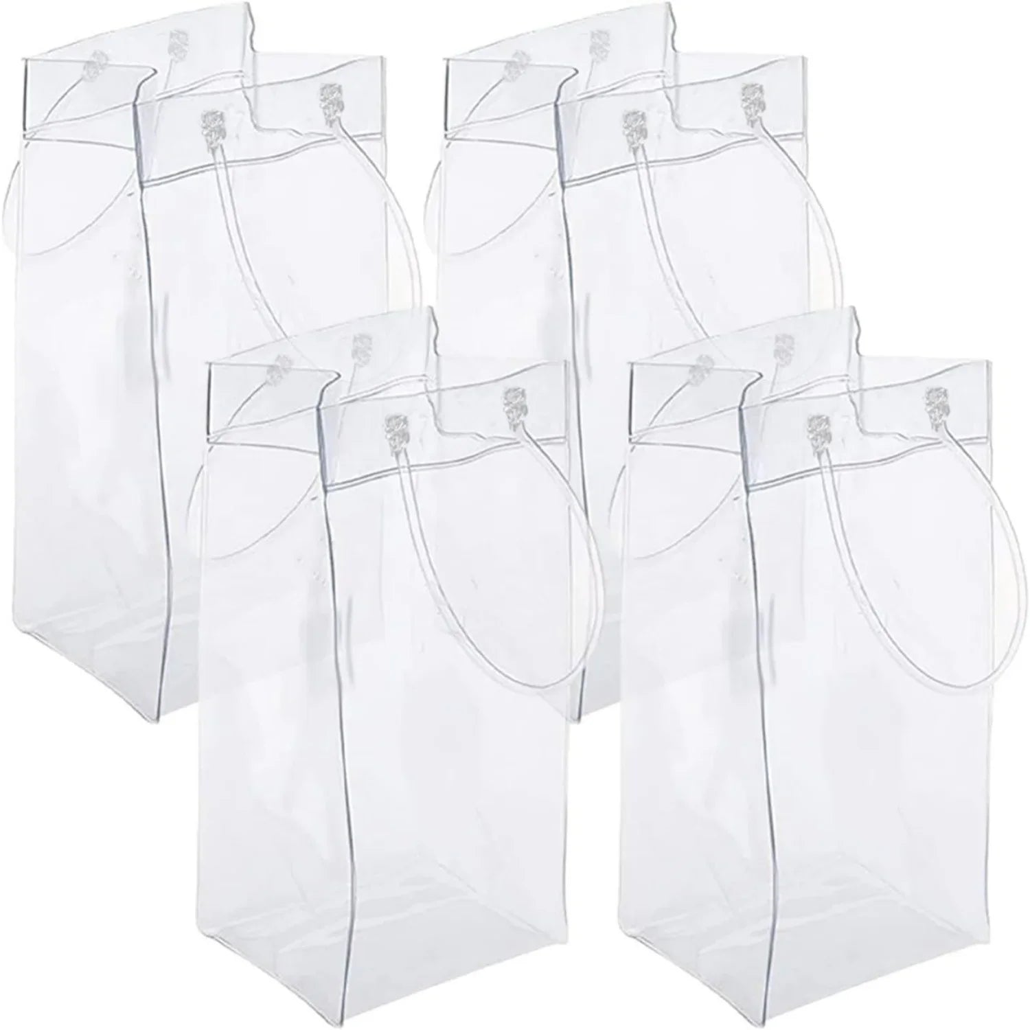 4PCS Transportable Foldable Champagne Ice Bag Beer Cooler Clear White PVC Wine Chiller Ice Bag for Cold Drink at Outdoor Event