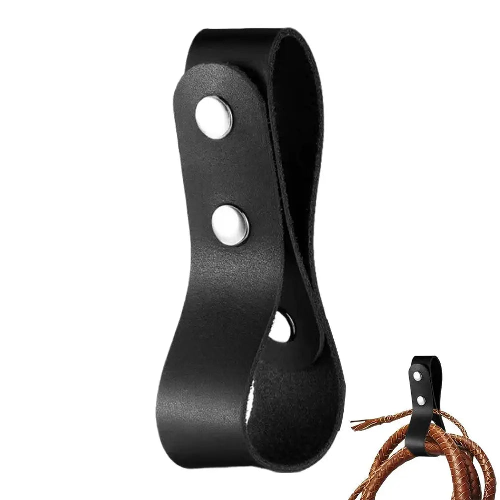 Equestrian Leather Whip Hanger Belt Loop Secure Snap Fastener Strap for Horse Riding Crops & Tack Room Organization