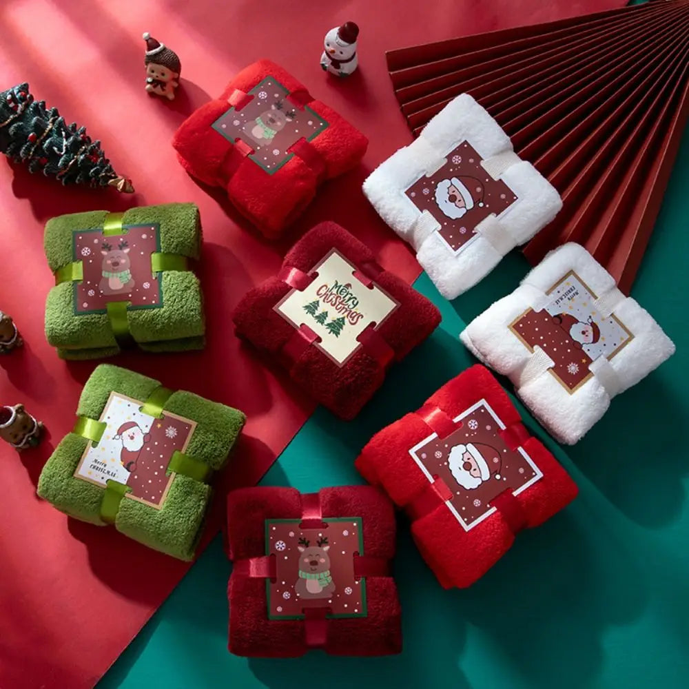 Coral Velvet Christmas Towel Xmas Holiday Decorative Reusable Face Towel Absorb Water Wash Cloth Christmas Gift Party Gift