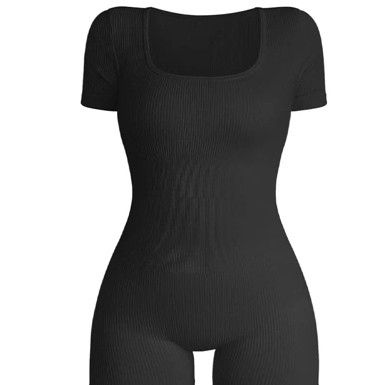 Square Neck One-Piece Ribbed Bodysuit