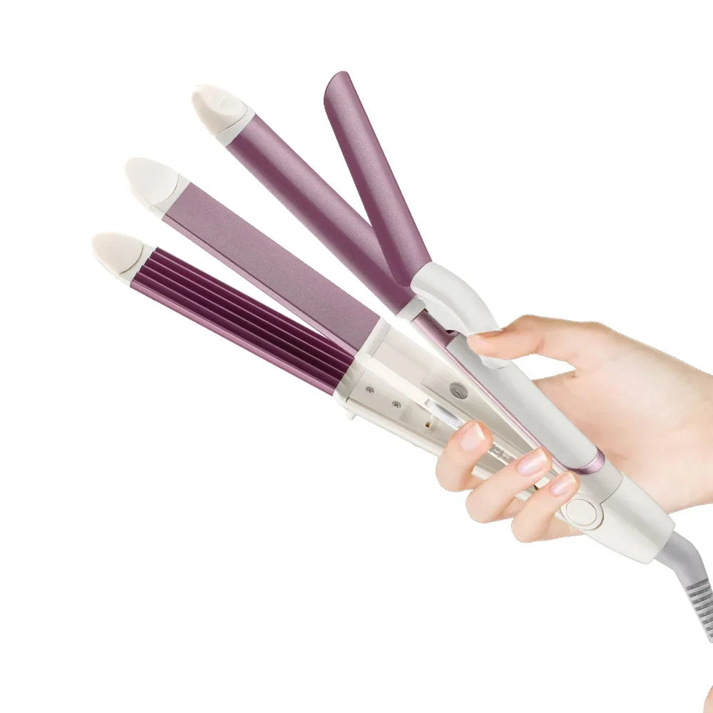 3 in 1 Hair Straightener Curling Iron Multifunction Corrugated Flat