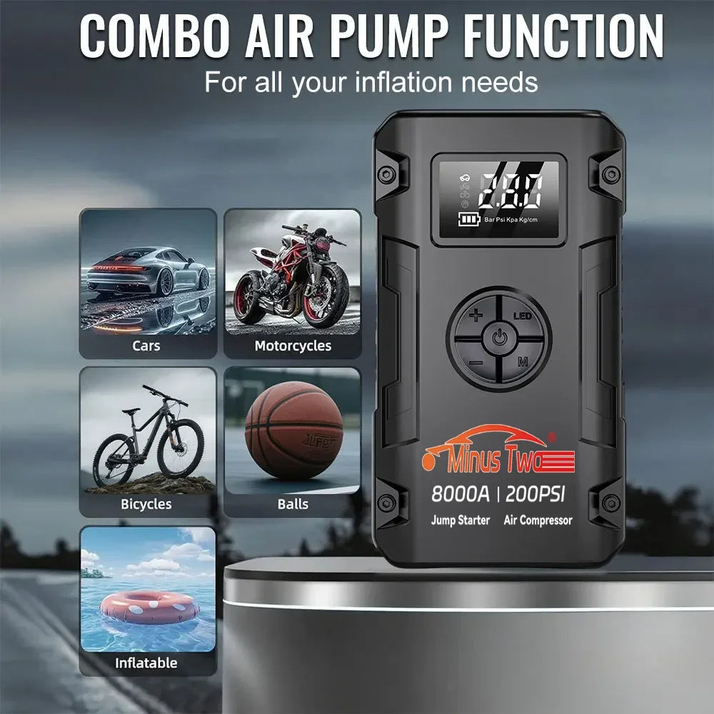 4-In-1 Car Jump Starter with Air Compressor Peak 4000a Auto Battery