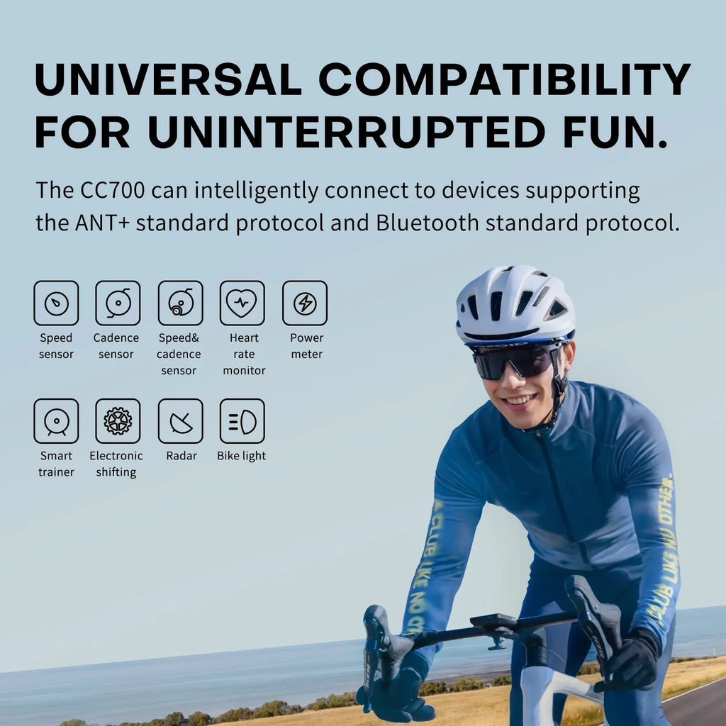 GEOID CC700 Bike Computer Wireless Color Screen ANT+ WIFI Bicycle Speedometer IPX7 Waterproof Route Navigation Cycling Odometer
