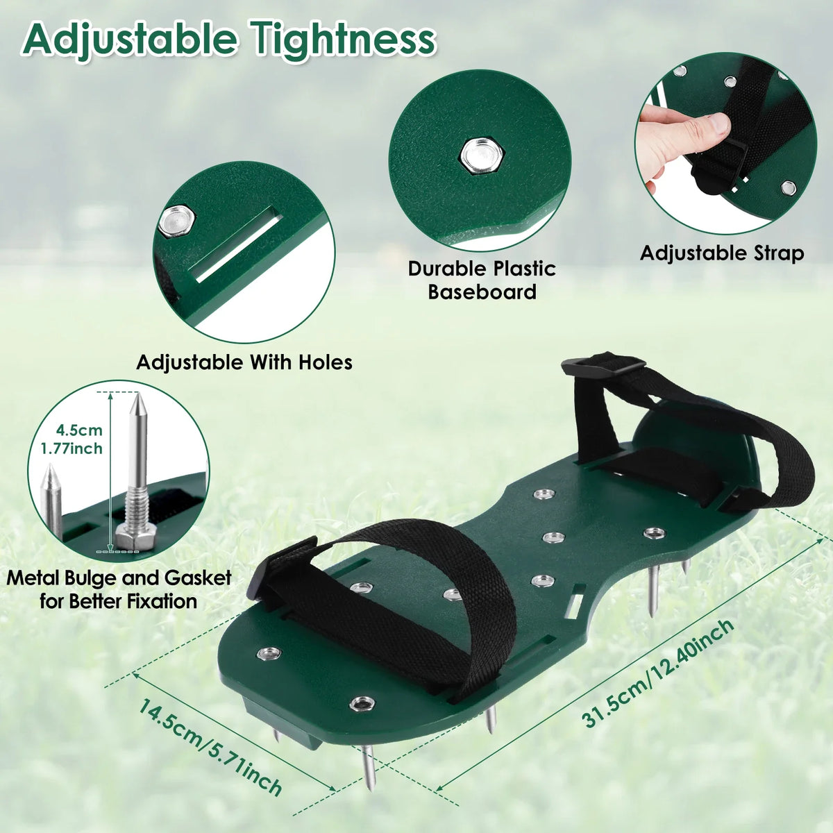 Lawn Aerator Shoes Manual Lawn Aerator with Spike Adjustable Spiked Aerating Sandals Reusable Plastic Lawn Aerator Sandals Lawn