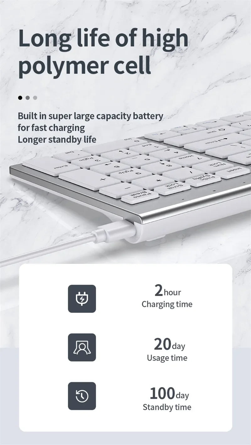 Luxuglow™ Bluetooth 5.0 & 2.4G Wireless Keyboard & Mouse Combo – 109 Keys, Tri-Mode, Scissor-Switch, 200H Battery, 30-Day Charge, Multi-Device, Silver, Black & Sets | FlipStylez LLC®