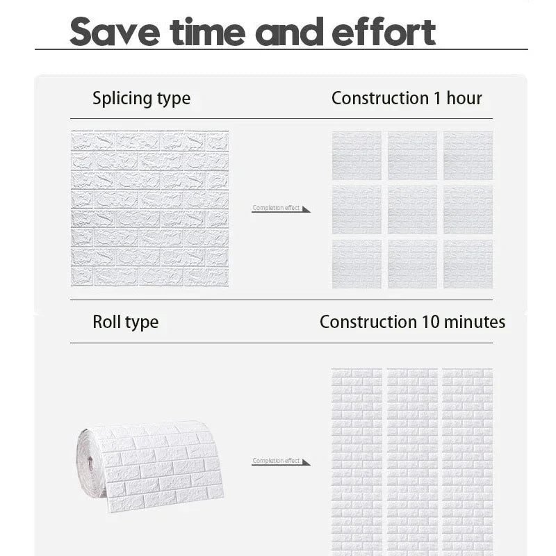 3D Foam Brick Wall Panels Stickers Self Adhesive Waterproof Living